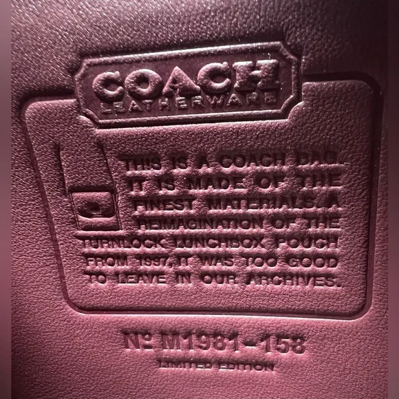 COACH Originals Turn-lock Lunchbox Bag PURPLE RED RASPBERRY Leather EXC COND! - Picture 14 of 15